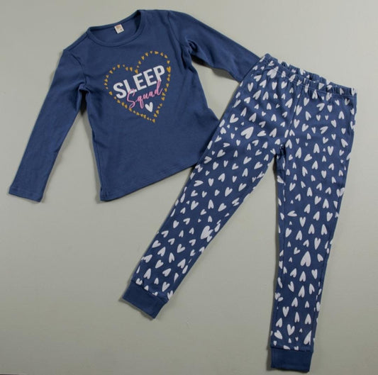 CONJUNTO PIJAMA AZUL CORAZONES ELV