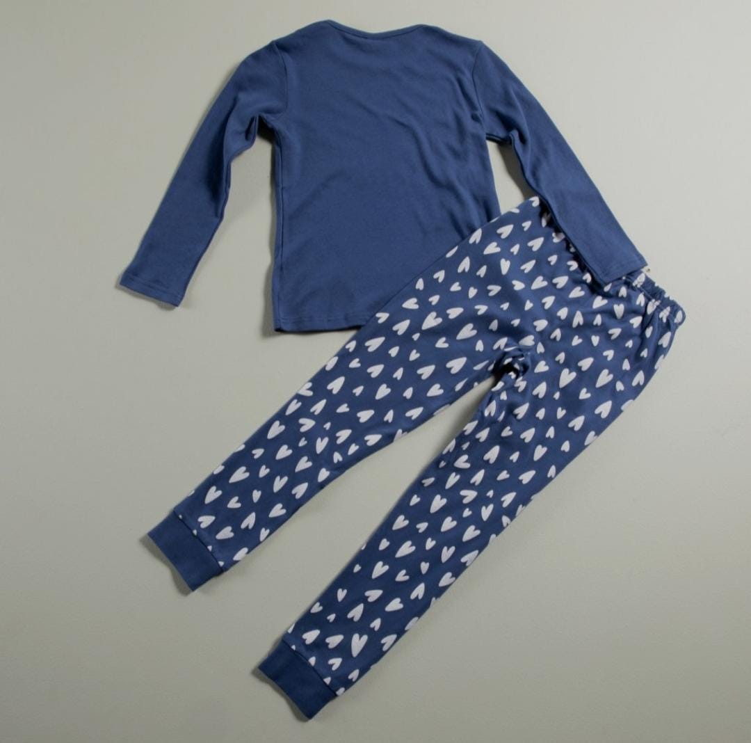 CONJUNTO PIJAMA AZUL CORAZONES ELV